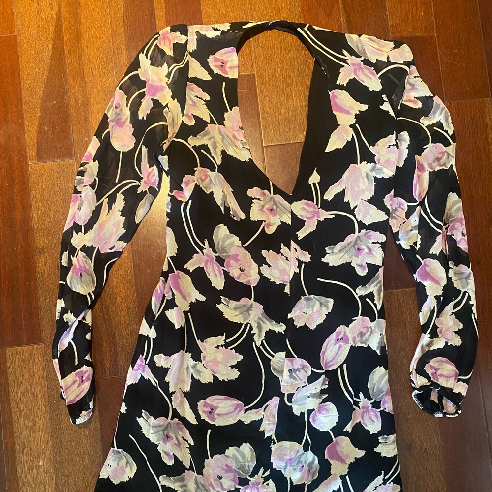 Reformation floral low back low sleeve dress 2